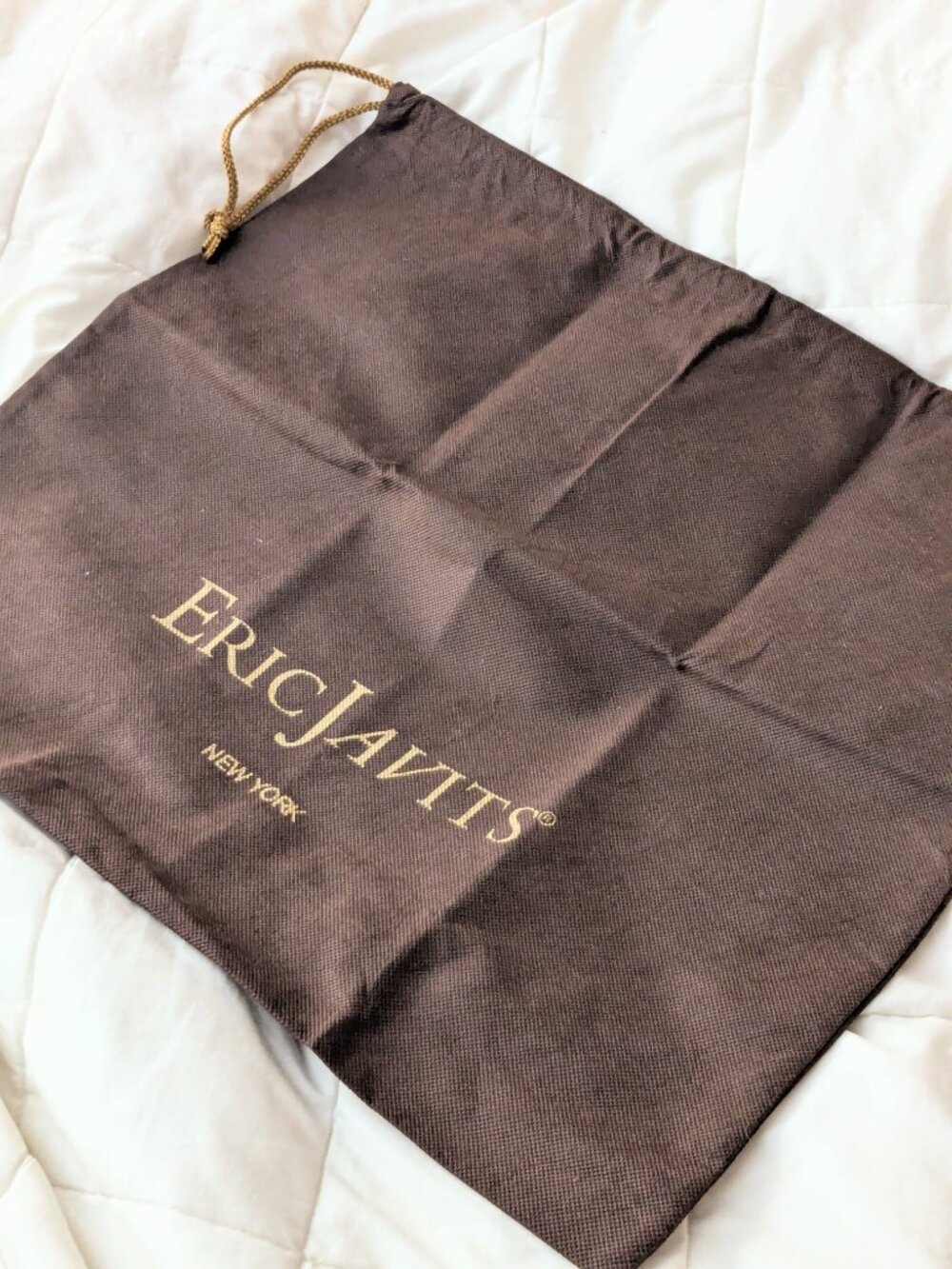 Eric Javits Brown Drawstring Handbag Cotton Dust Bag Large 20 x 22 - Picture 3 of 6